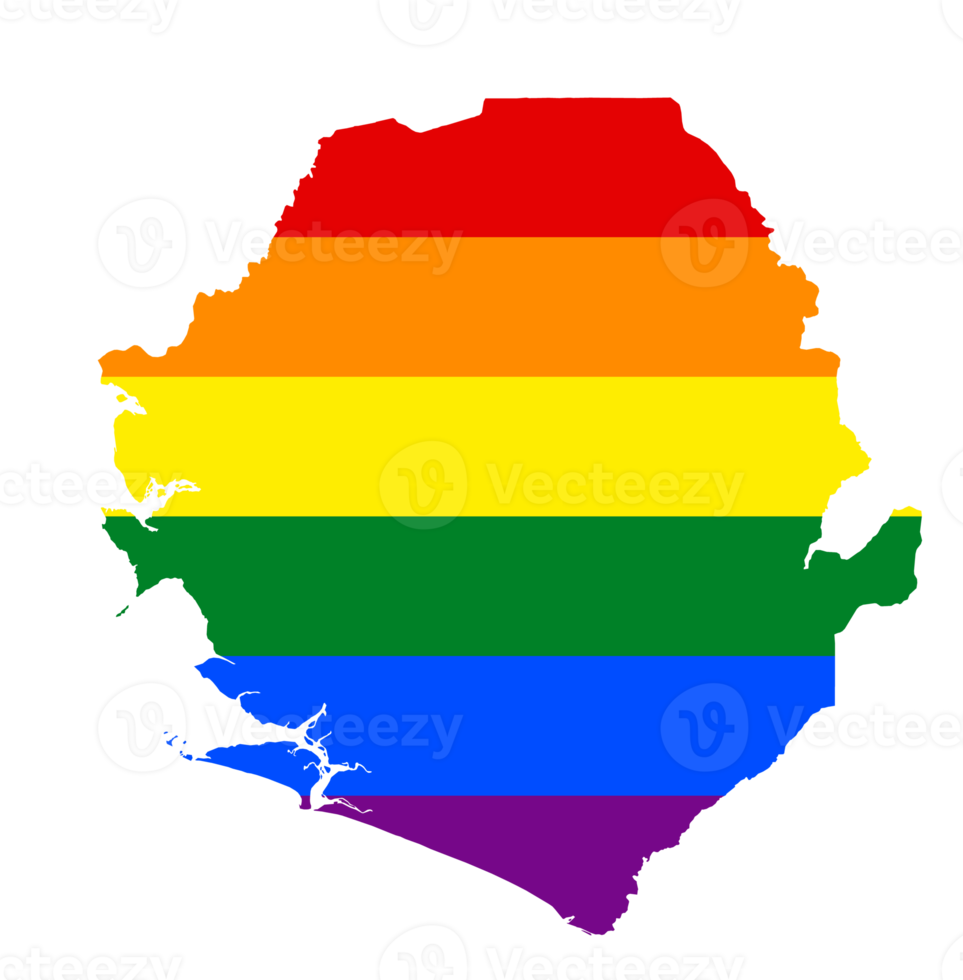 lgbt Flagge Karte von das Sierra Leon. png Regenbogen Karte von das Sierra leone im Farben von lgbt