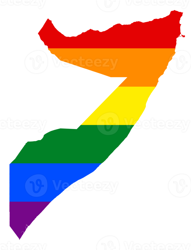 lgbt bandera mapa de el Somalia. png arco iris mapa de el Somalia en colores de lgbt