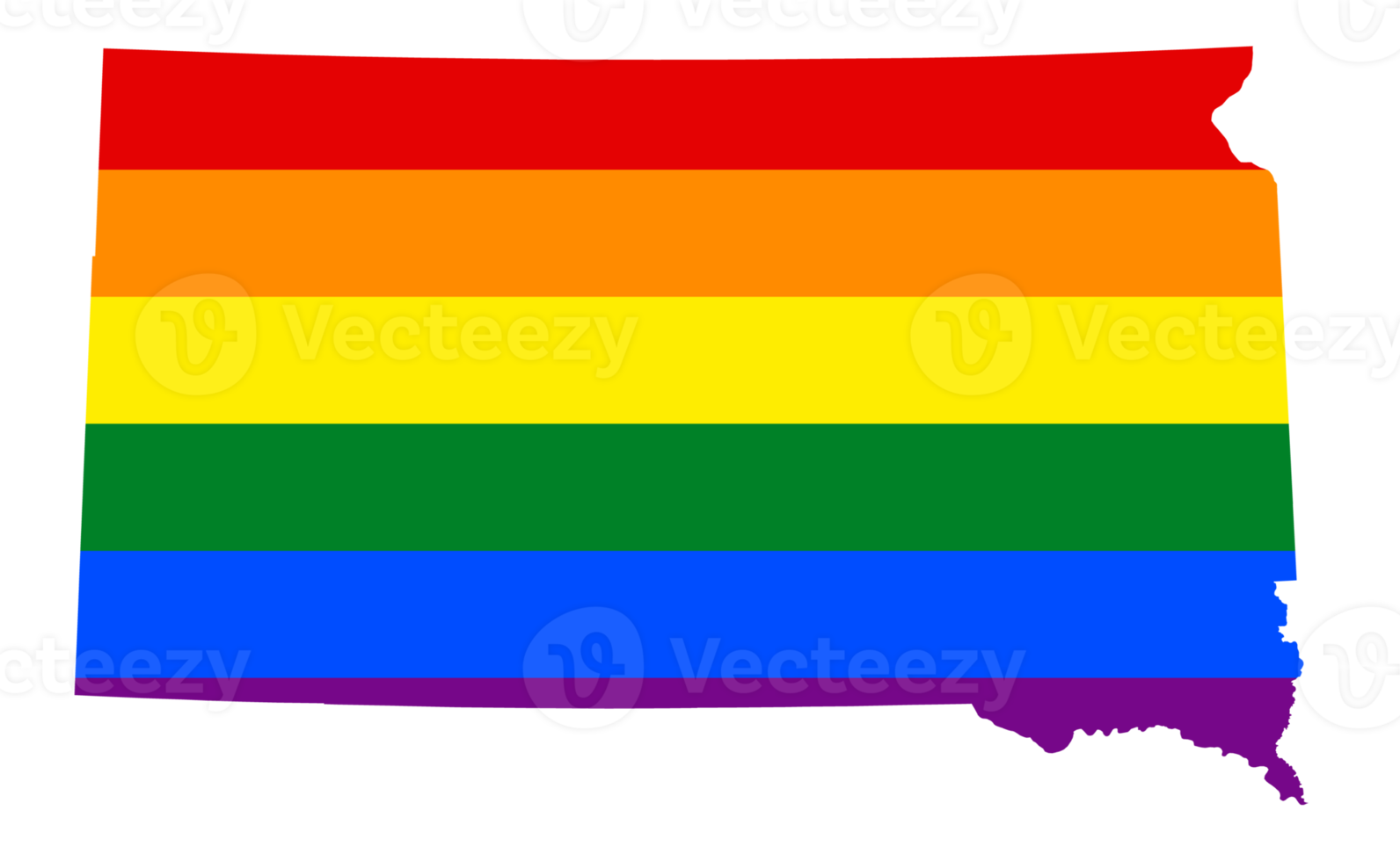 lgbt vlag kaart van de zuiden dakota. PNG regenboog kaart van de zuiden dakota in kleuren van lgbt trots vlag.