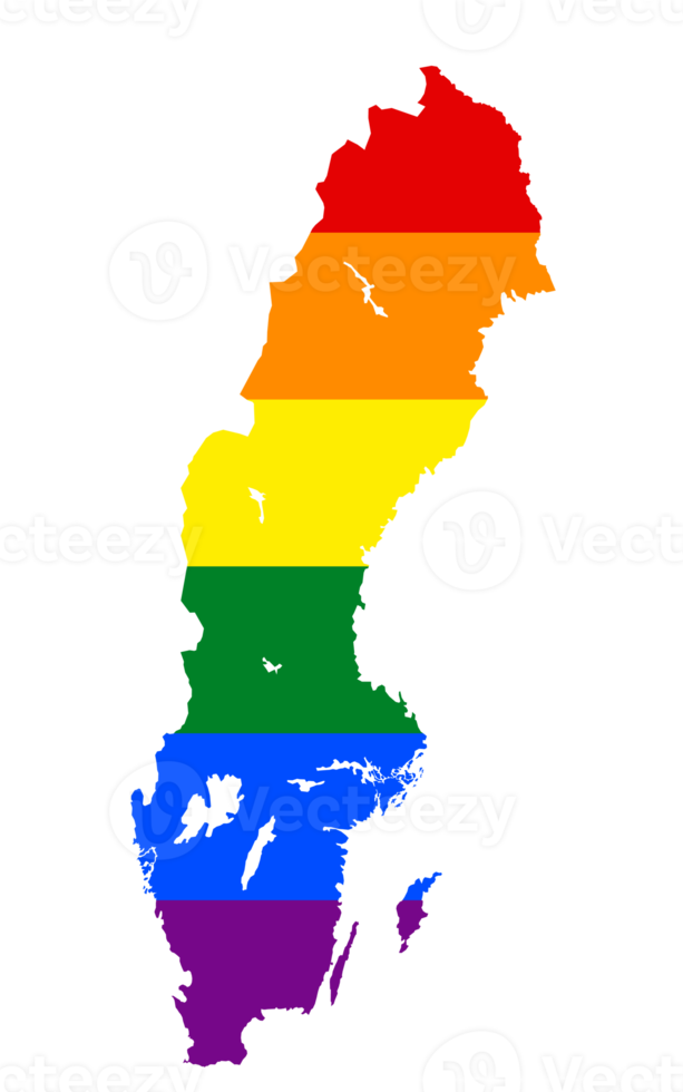 HBTQ flagga Karta av de Sverige. png regnbåge Karta av de Sverige i färger av HBTQ stolthet flagga.