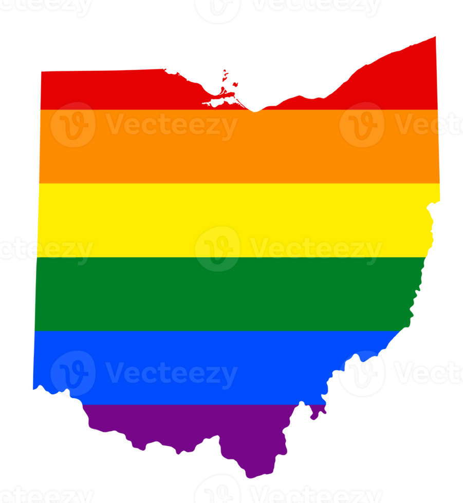 LGBT flag map of the Ohio. PNG rainbow map of the Ohio in colors of LGBT