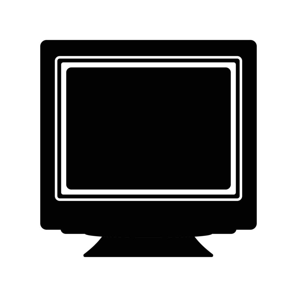 CRT Monitor Silhouette. Black and White Icon Design Element on Isolated White Background vector