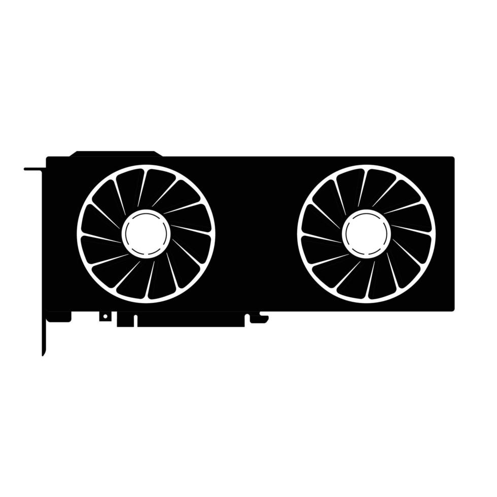 VGA Graphic Card Silhouette. Black and White Icon Design Element on Isolated White Background vector