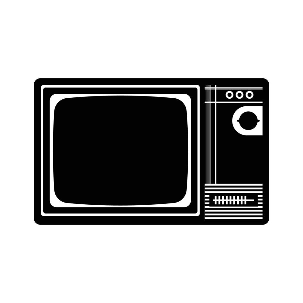 silueta de televisión retro. elemento de diseño de icono en blanco y negro sobre fondo blanco aislado vector