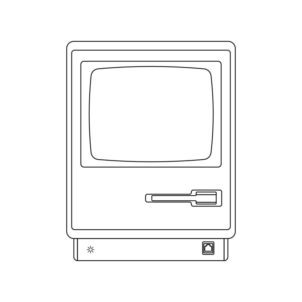 CRT Monitor Outline Icon Illustration on Isolated White Background vector