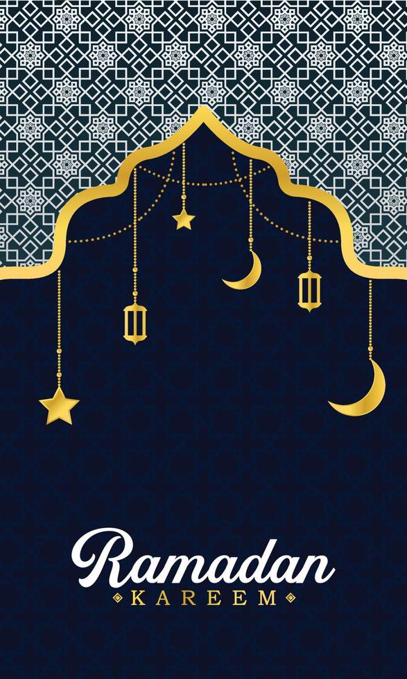 Ramadán kareem bandera. Ramadán islámico fiesta gráfico modelo con oro ornamento vector