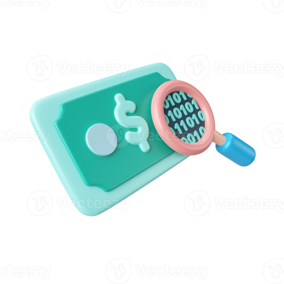 Digital Money 3D Illustration Icon png