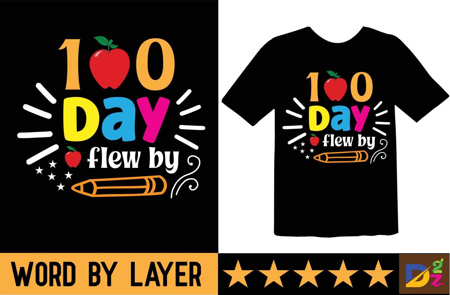 100 days flew by svg t shirt design vector