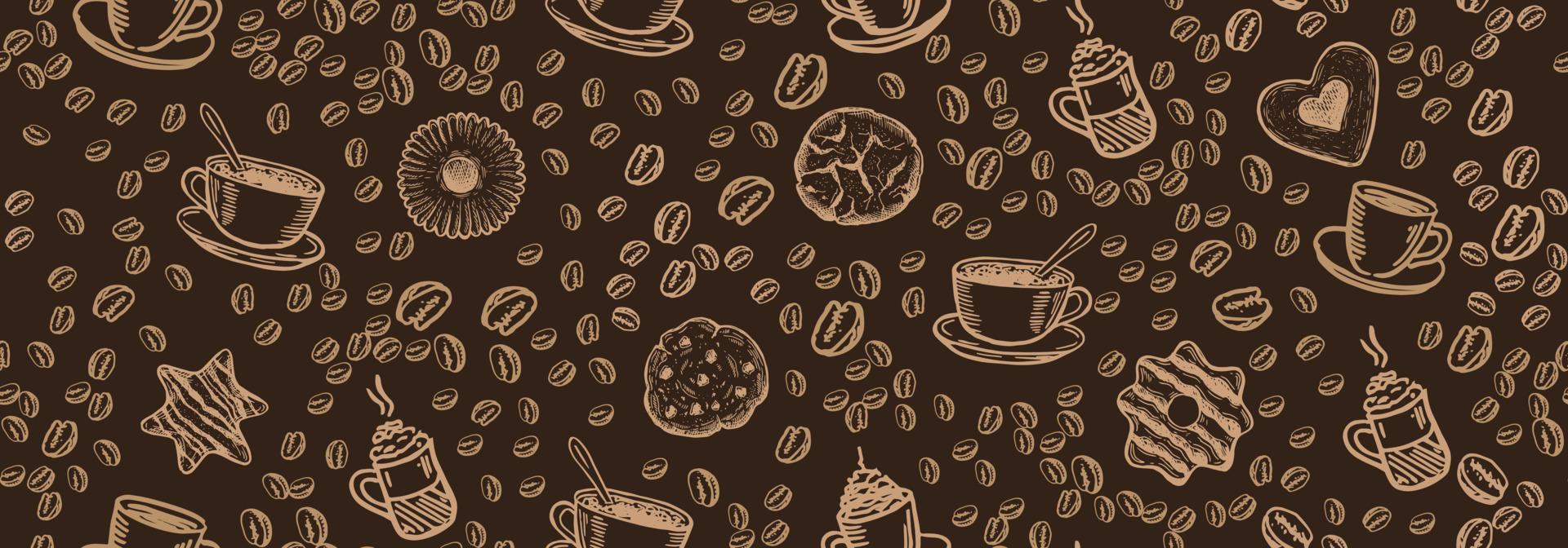 Beans and Coffee Cup hand drawn style. Vector illustration.