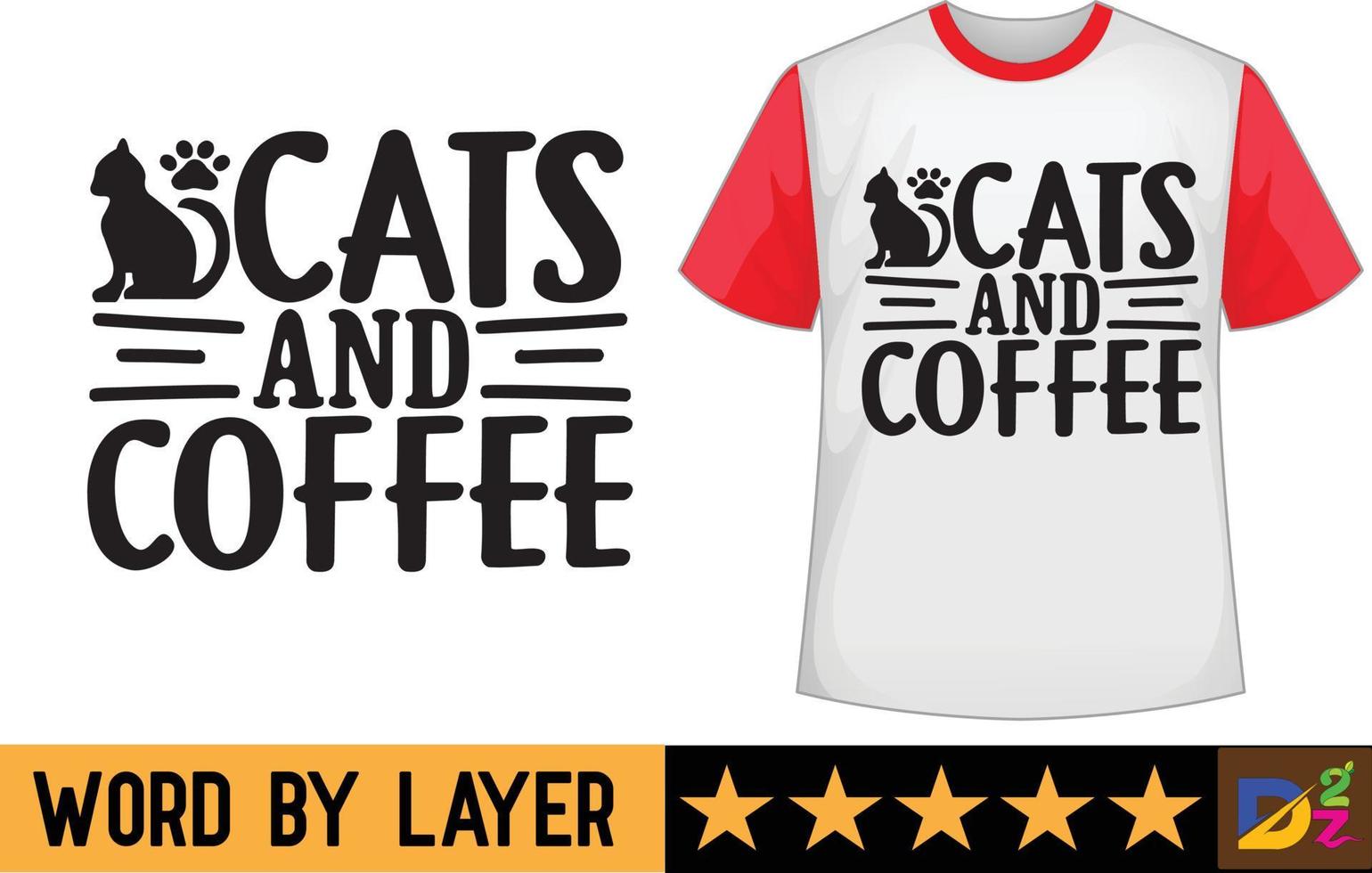 gatos y café svg t camisa diseño vector