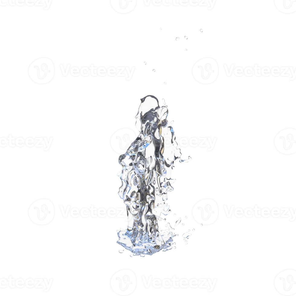 Water splash pouring into glass. 3d render isolated png