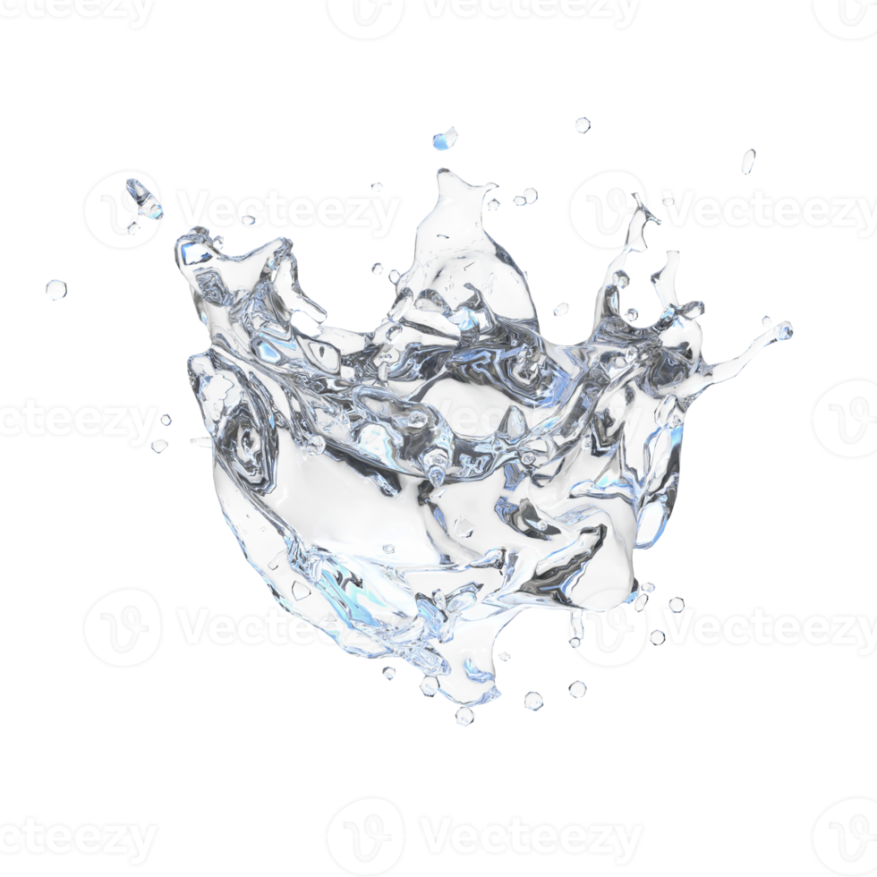 Water droplet splash isolated. 3d render png