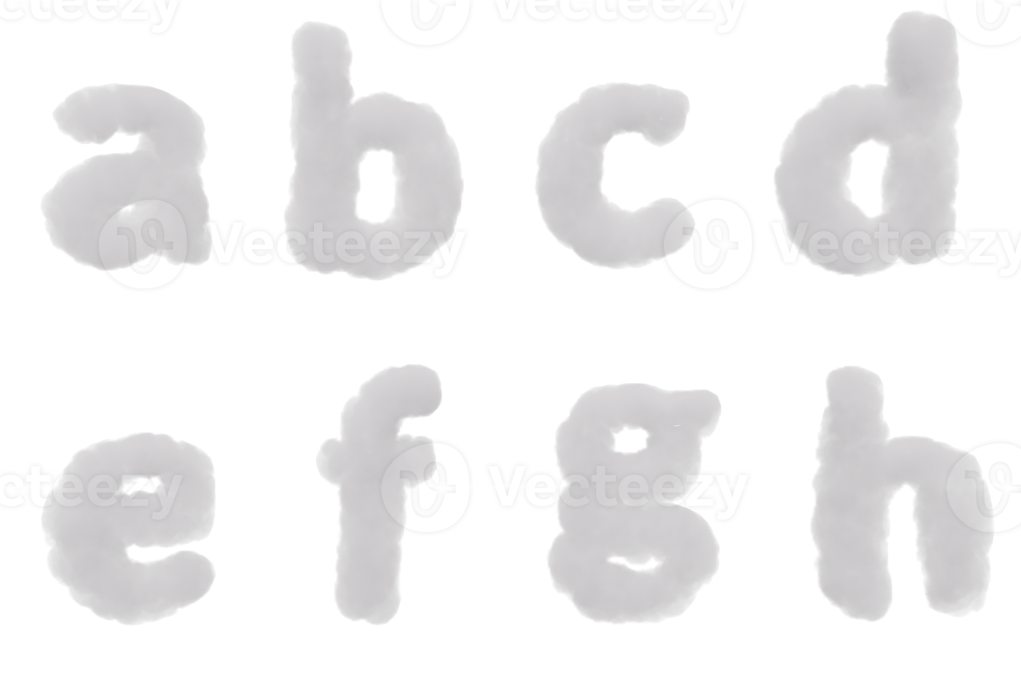 Cloud alphabety isolated. 3d render png