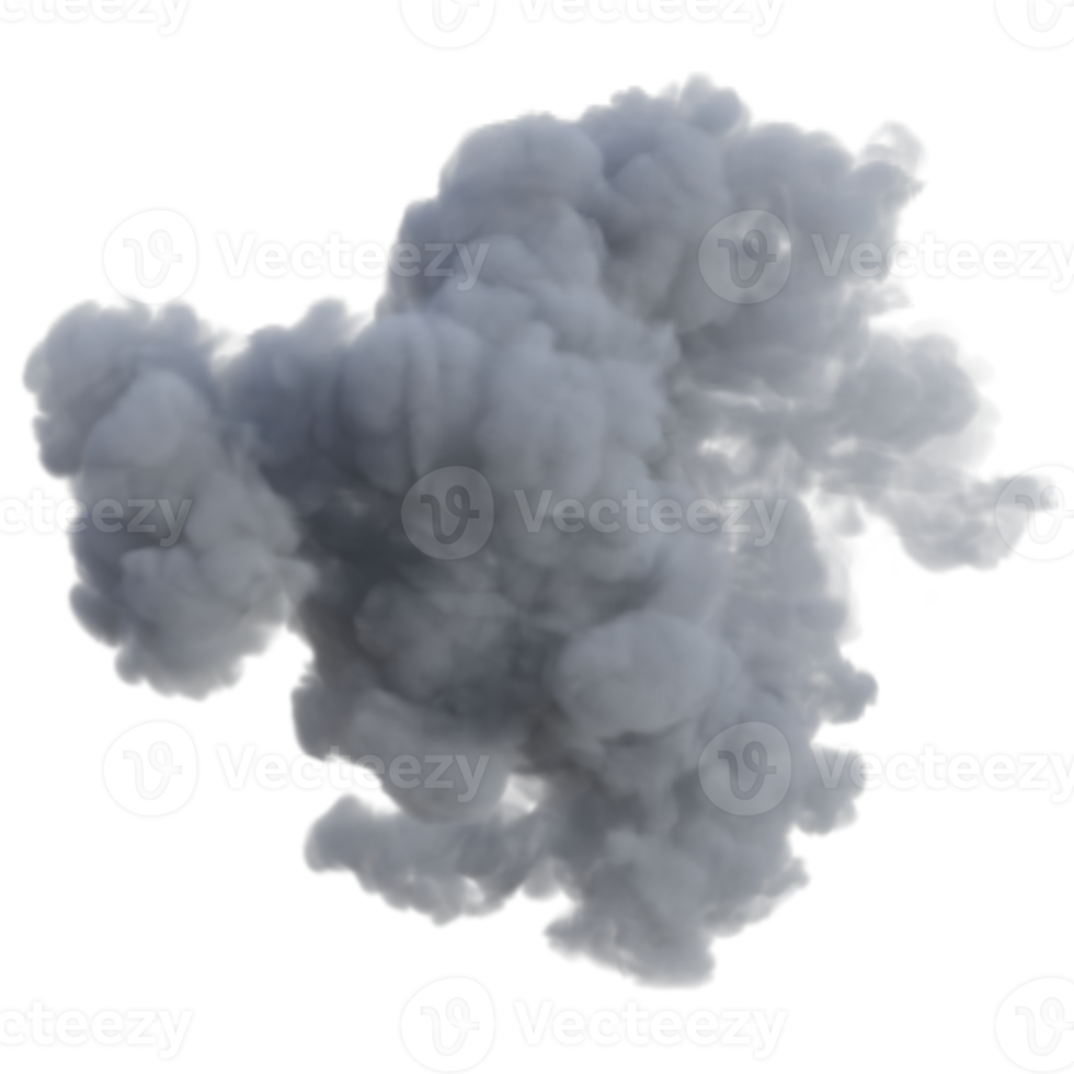 Smoke and fire explosion isolated. 3d render png