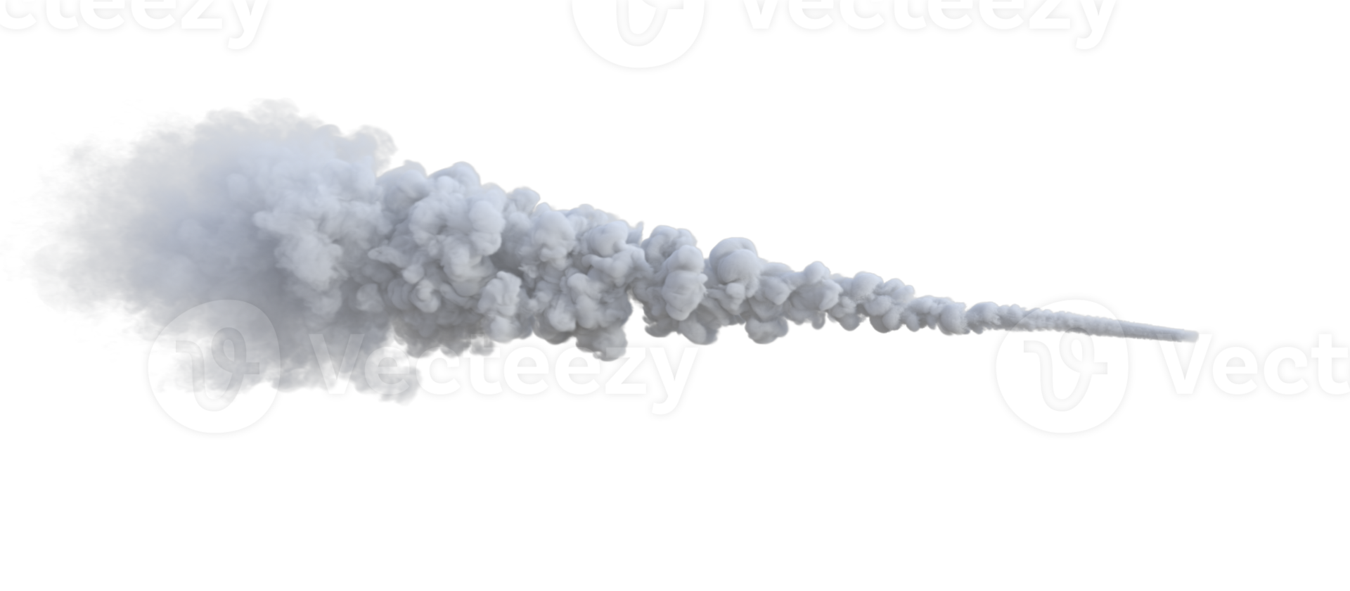 Smoke trails for missile. 3d render png