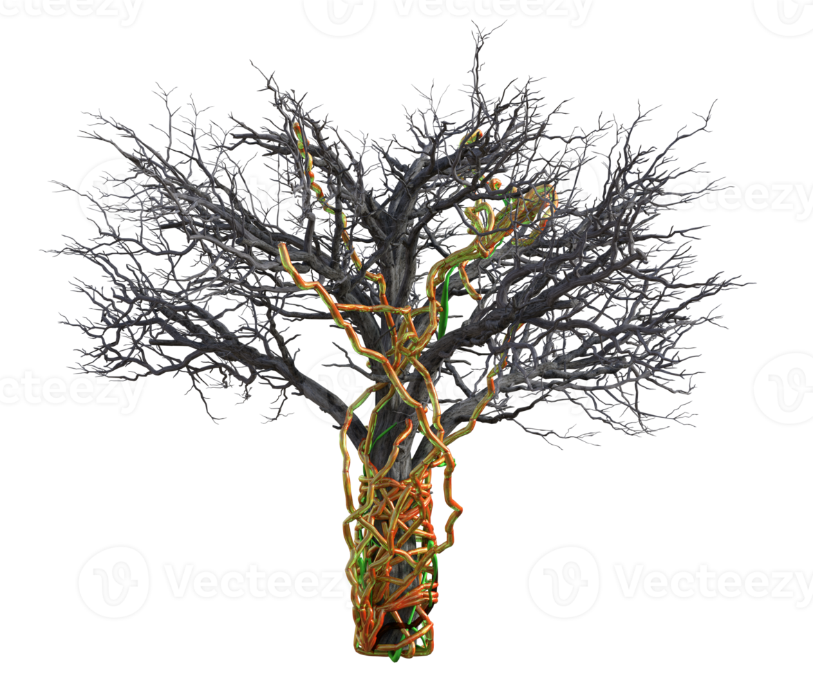 escalofriante árbol aislado, 3d hacer png