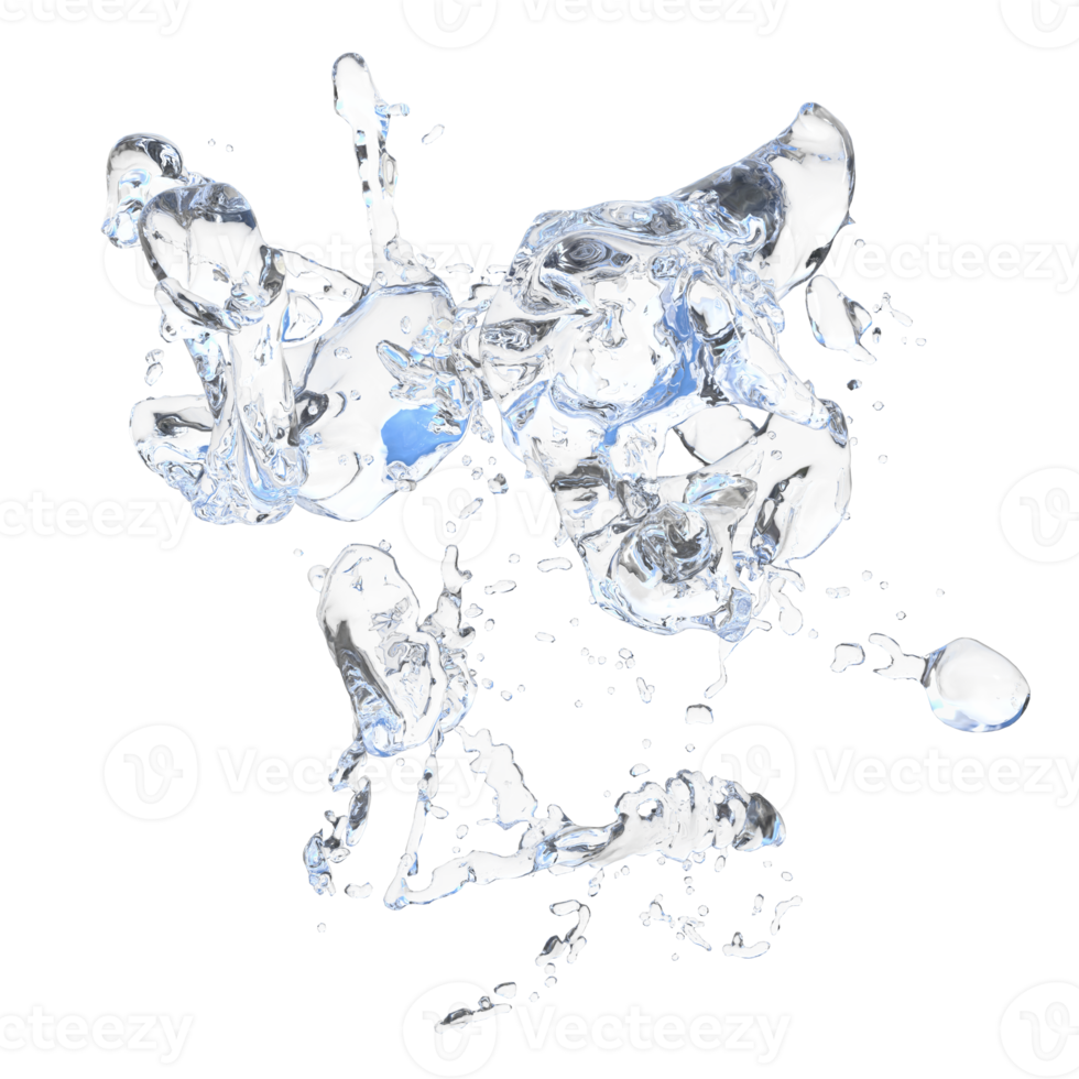 Water droplet splash isolated. 3d render png