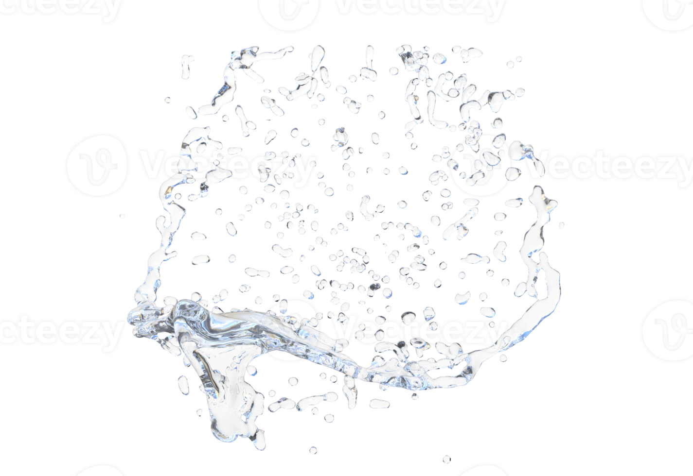 Wasser Tröpfchen Spritzen isoliert. 3d machen png