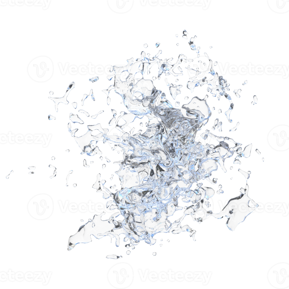 Water droplet splash isolated. 3d render png