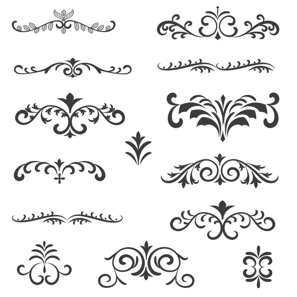 ornamental regla líneas en diferente diseño, decorativo divisores, remolino elementos, esquina diseño, vector gráfico elementos para diseño vector elementos