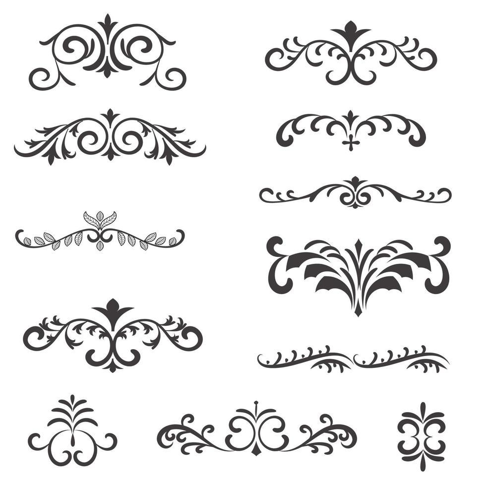 ornamental regla líneas en diferente diseño, decorativo divisores, remolino elementos, esquina diseño, vector gráfico elementos para diseño vector elementos