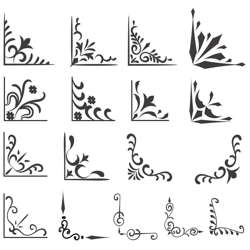 Ornamental Rule Lines in Different Design, Decorative dividers, Swirl elements, Corner design, Vector graphic elements for design vector elements