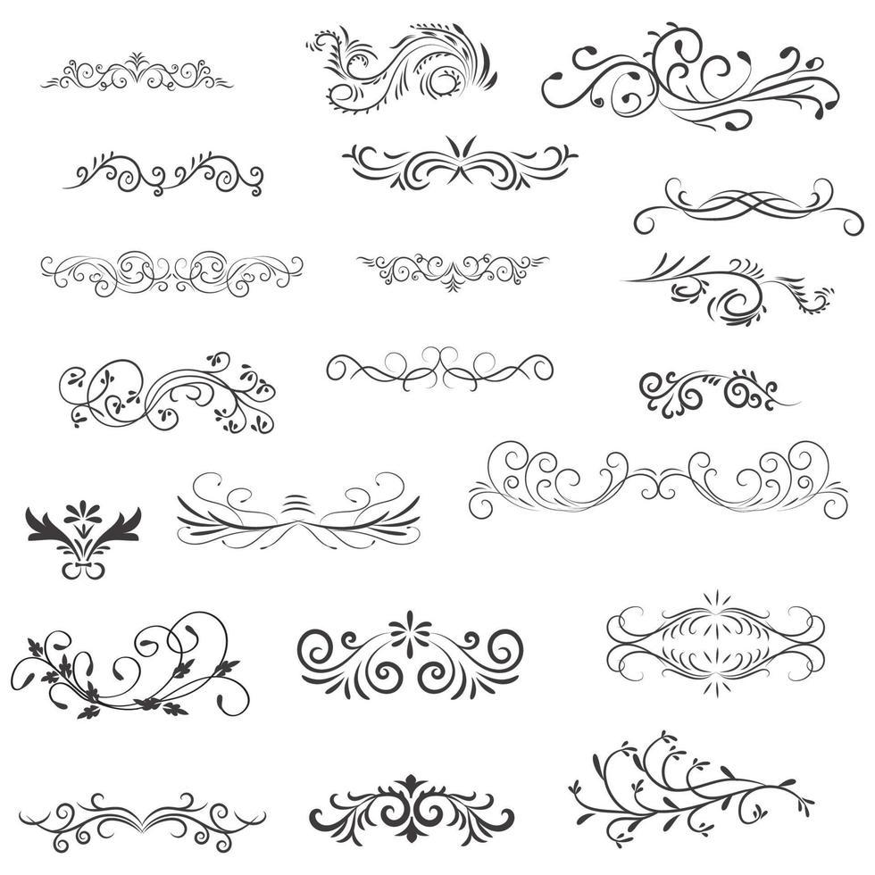 Ornamental Rule Lines in Different Design, Decorative dividers, Swirl elements, Corner design, Vector graphic elements for design vector elements