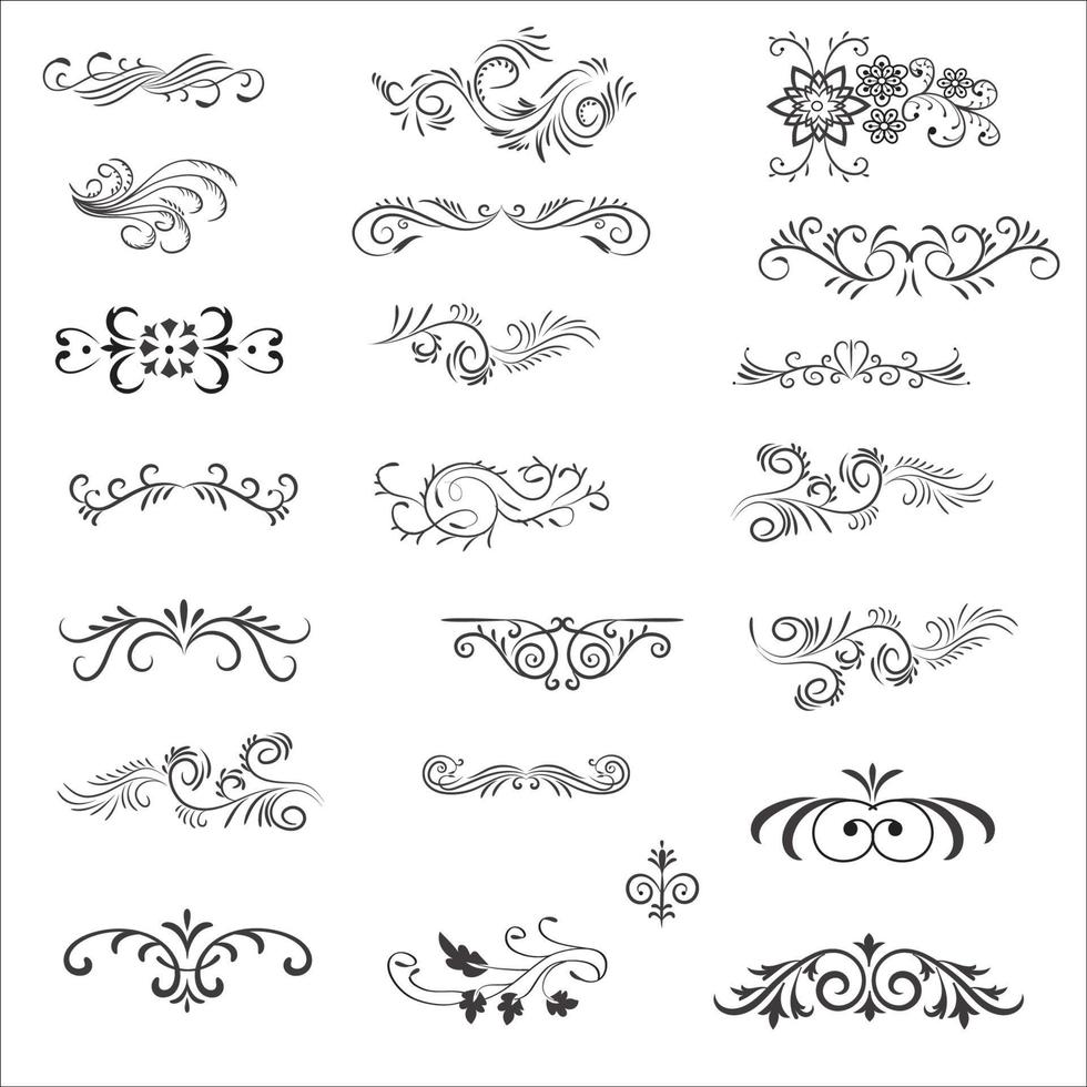 Ornamental Rule Lines in Different Design, Decorative dividers, Swirl elements, Corner design, Vector graphic elements for design vector elements