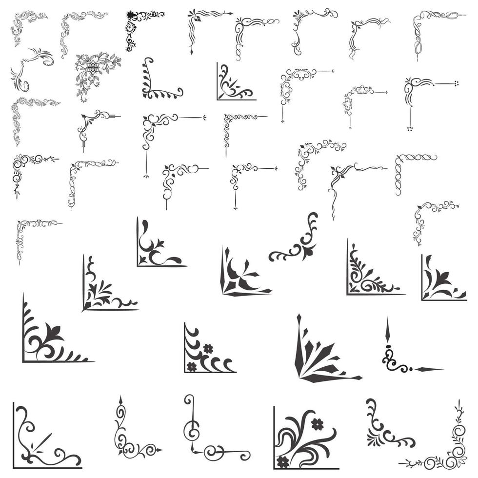 ornamental esquina marco diferente diseño, decorativo divisores, remolino elementos, esquina diseño, vector gráfico elementos para diseño vector elementos