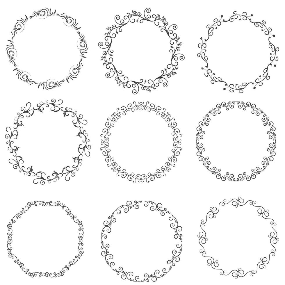 Floral wreaths, big set of floral round frames vector illustration. Perfect for invitations, greeting cards, quotes, blogs, Wedding Frames, posters and more