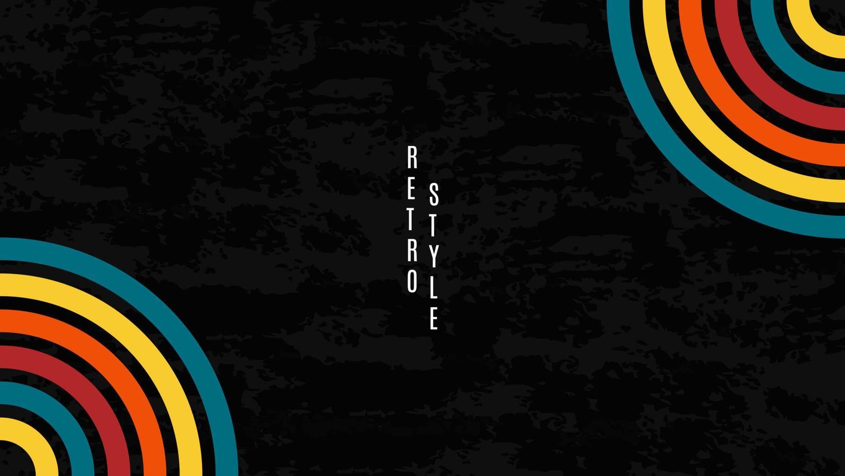 Circles Retro lines colorful stripe background on dark textured background vector
