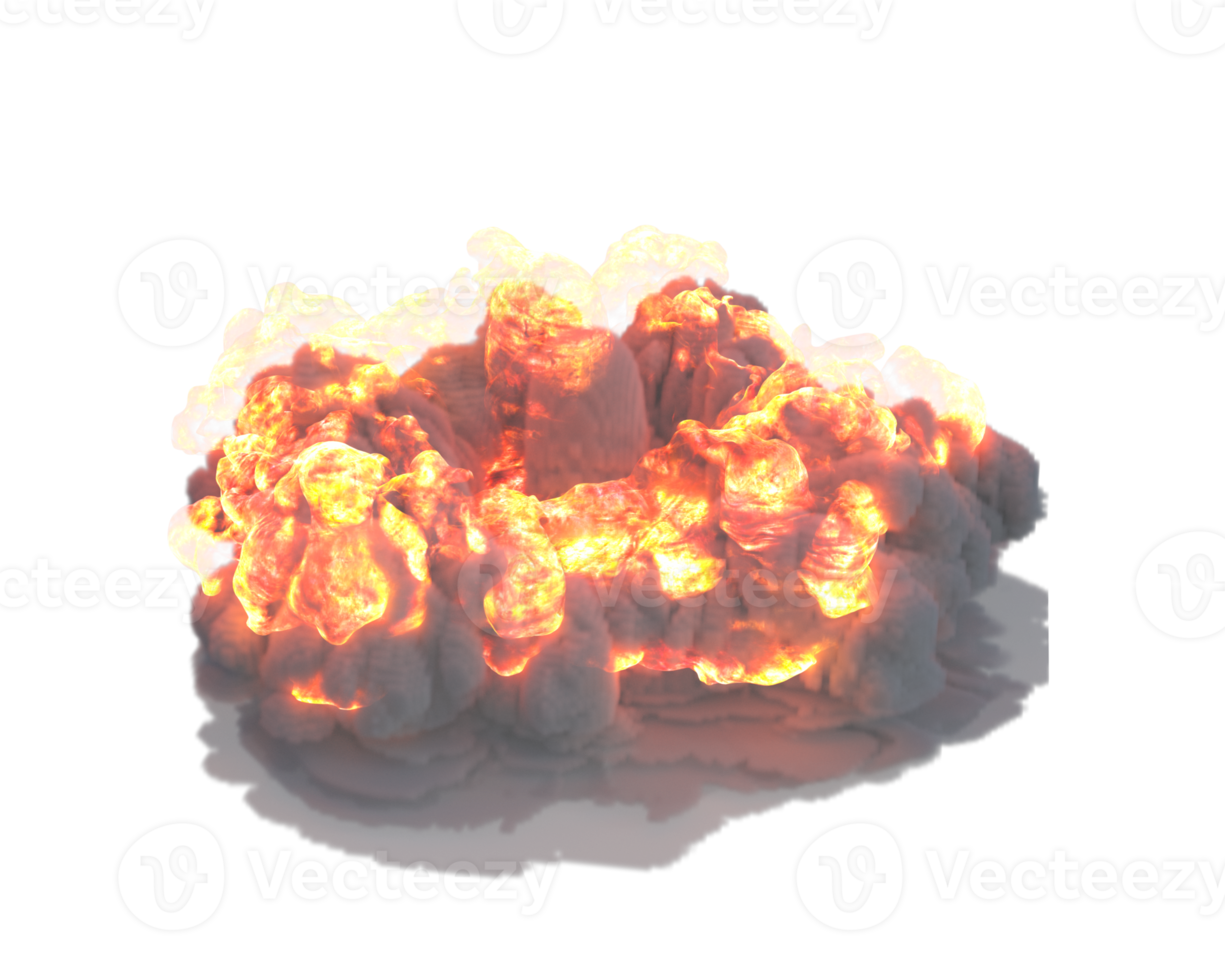 Flames and smoke for rocket launch. 3d render isolated png