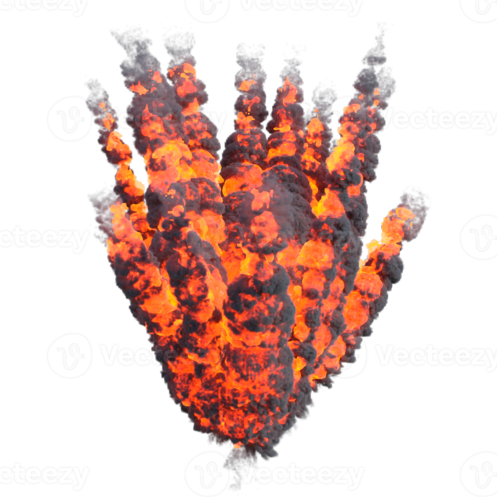 Rauch und Feuer Explosion isoliert. 3d machen png