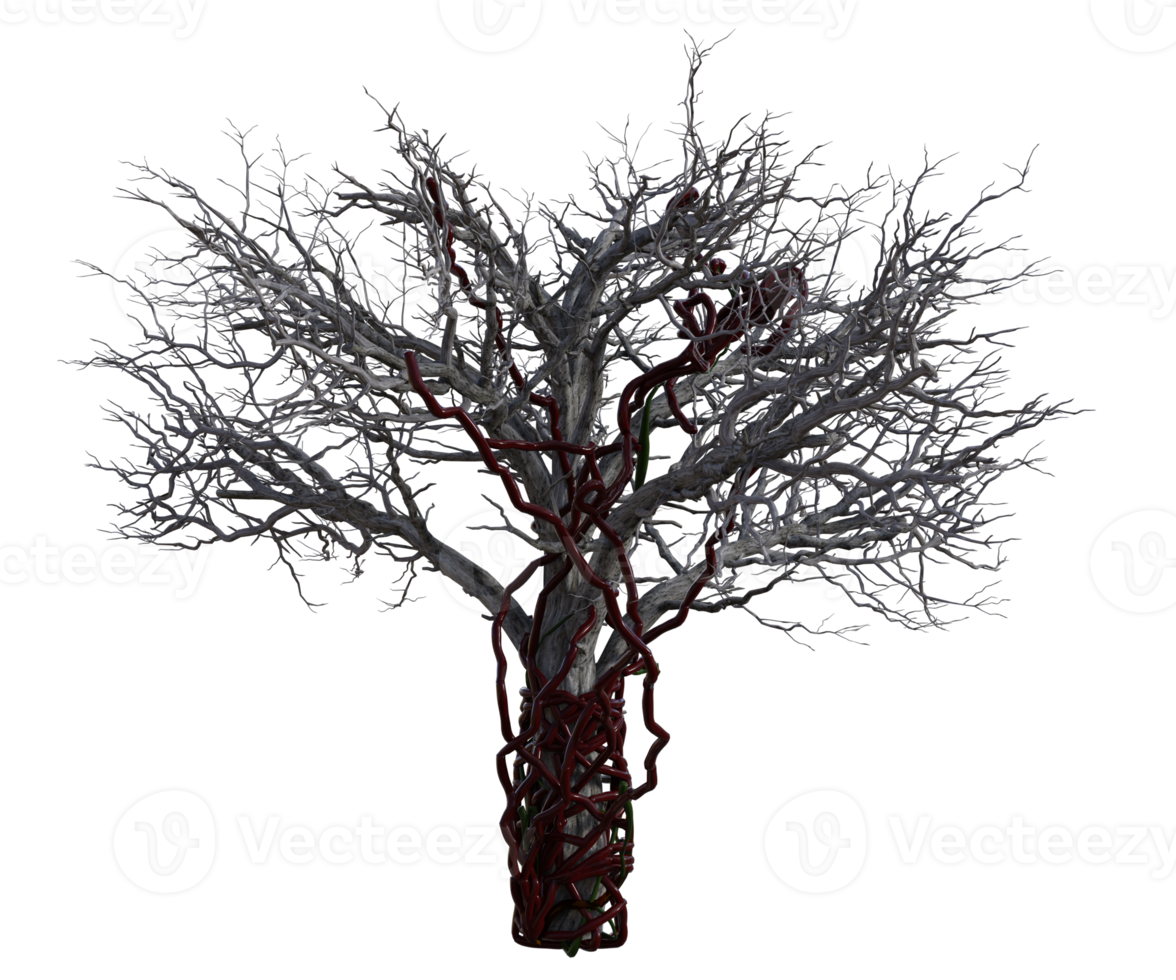 effrayant arbre isolé, 3d rendre png