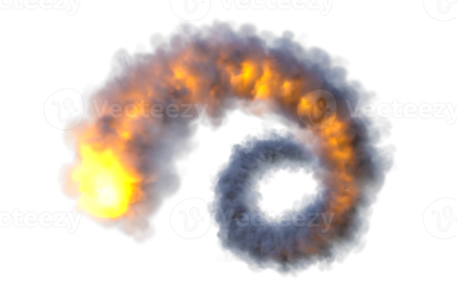 Smoke and flame effect isolated. 3d render png