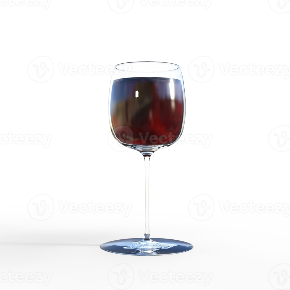 water wijn rood gieten in glas. 3d geven geïsoleerd png
