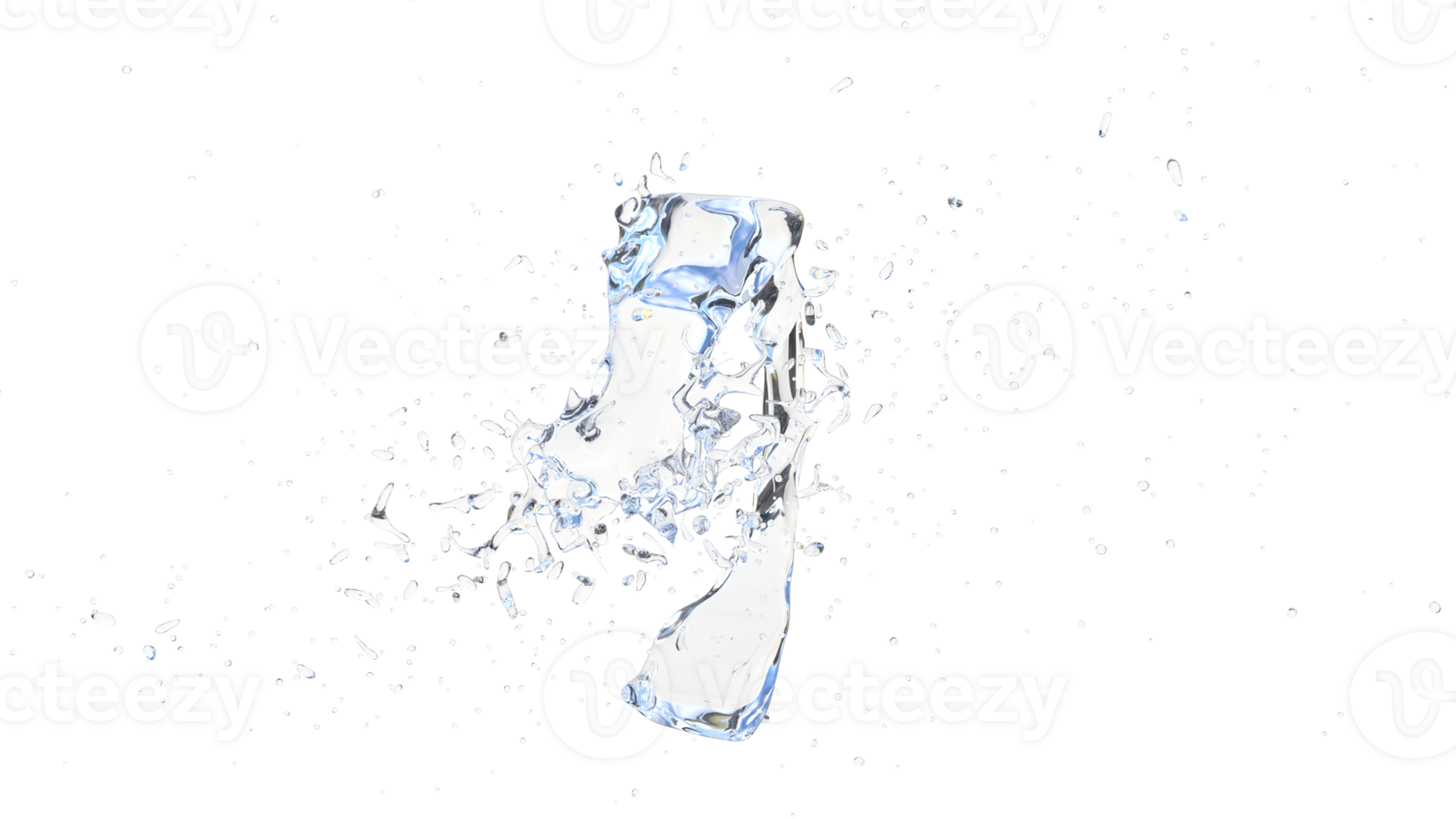 Water droplet splash isolated. 3d render png