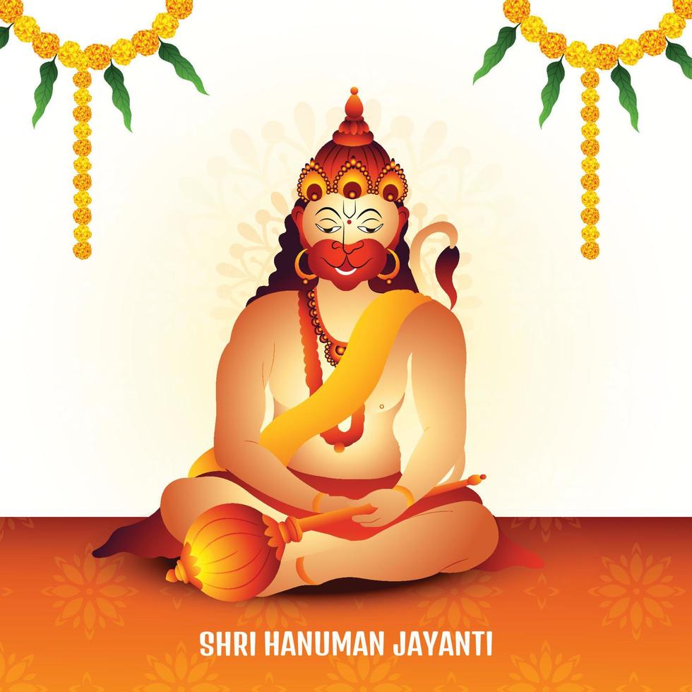 feliz Hanuman Jayanti en señor Hanuman celebracion ilustración antecedentes vector