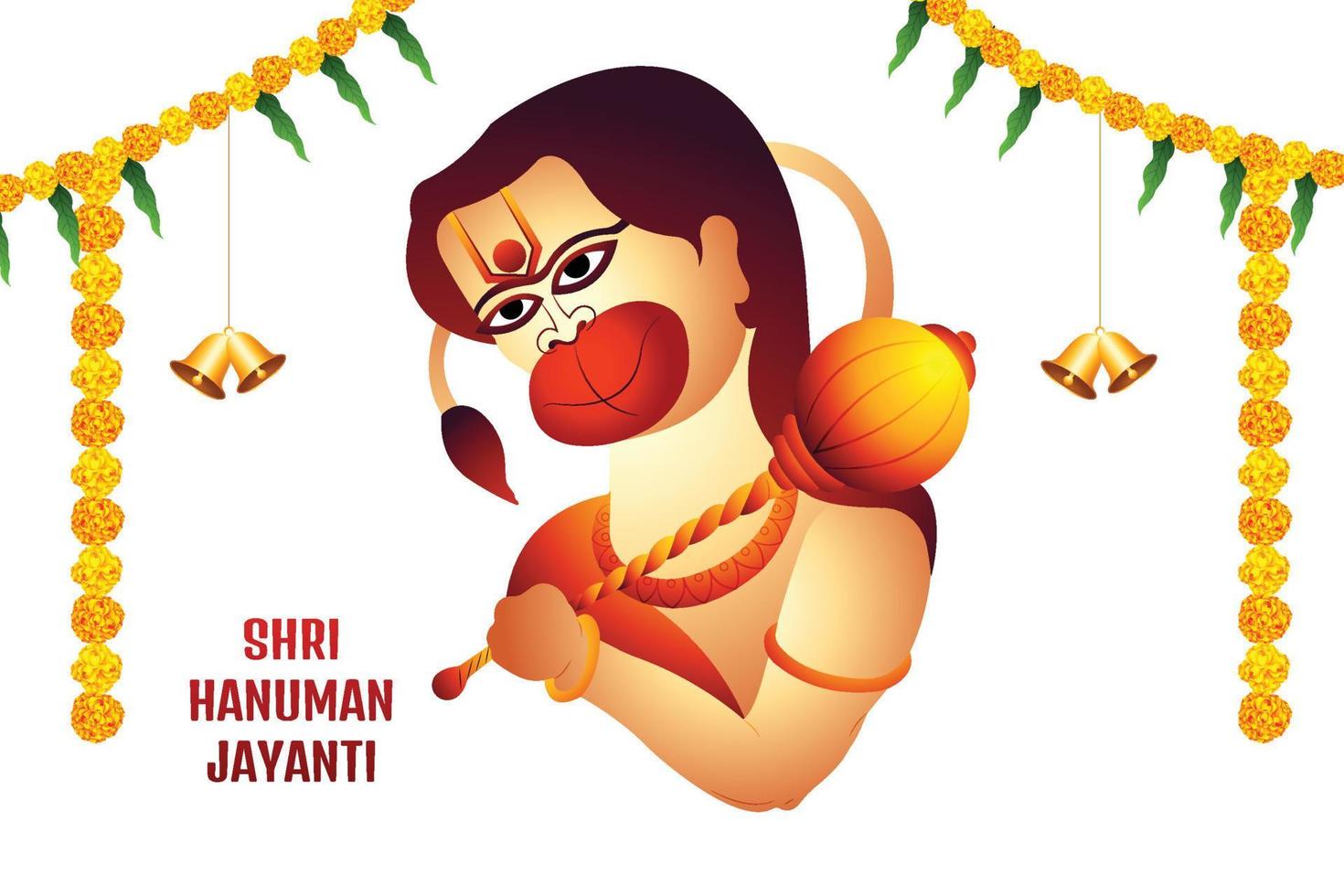 Haapy hanuman jayanti on lord hanuman celebration illustration background vector