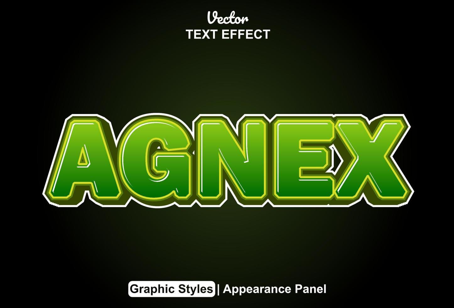 Agnex texto efecto con gráfico estilo y editable. vector