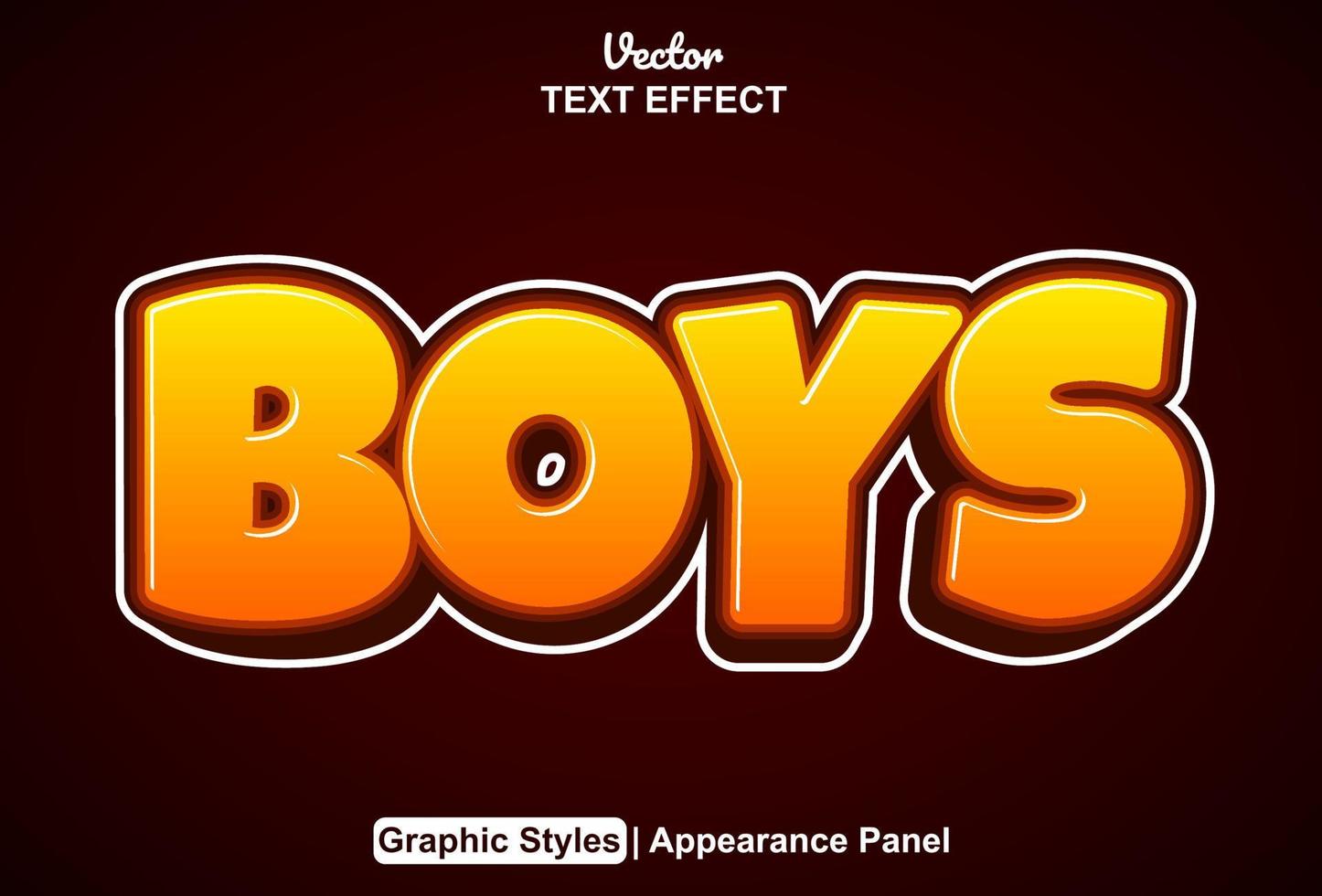 boys text effect with graphic style and editable. vector