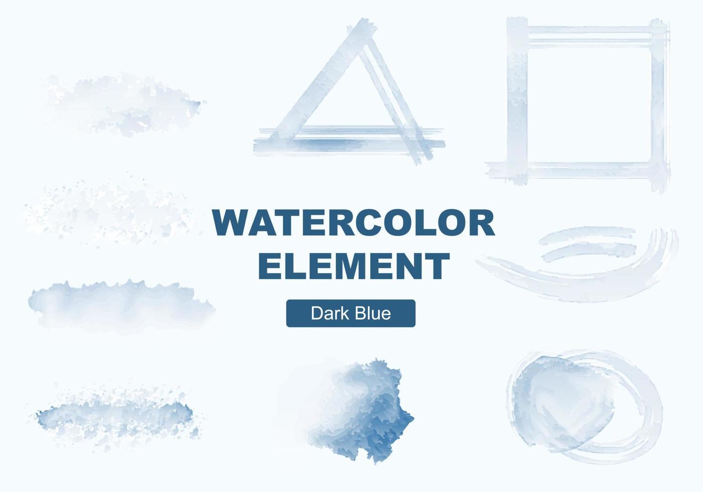 9 watercolor elements for poster, greeting card and banner design needs. Dark blue color theme. Every element has been simplified and easy to edit vector
