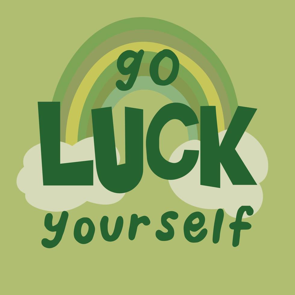 Square vector St. Patrick's Day illustration in monochrome green with hand-drawn lettering. Sticker, print, icon, card, tag, social media template