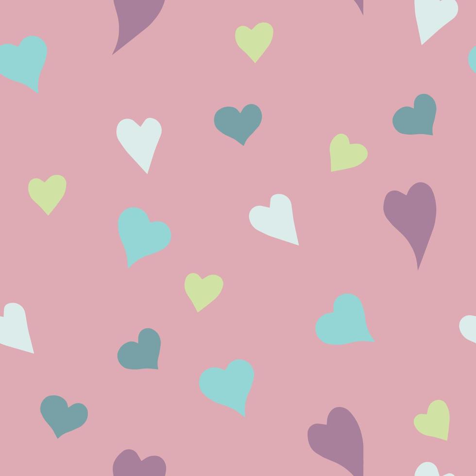 Vector seamless pattern with hearts in candy pastel colors. Paper or textile print, wallpaper, background