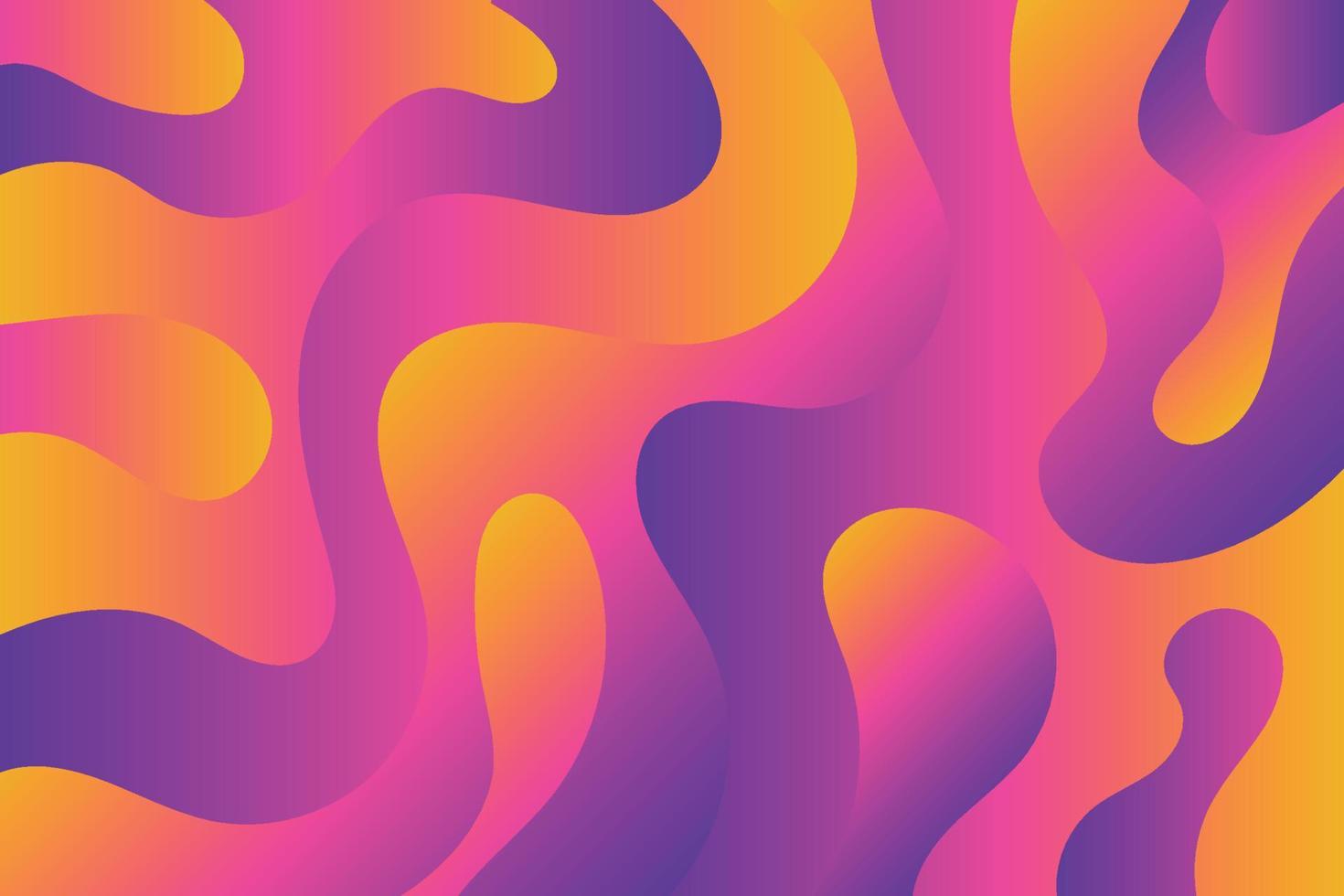 Abstract bright purple and yellow liquid gradient of fluid background. Smooth vivid wavy shapes with colorful holographic effect vector