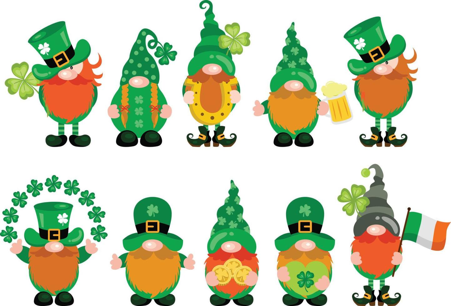 St Patrick s Day funny and cute gnomes set vector