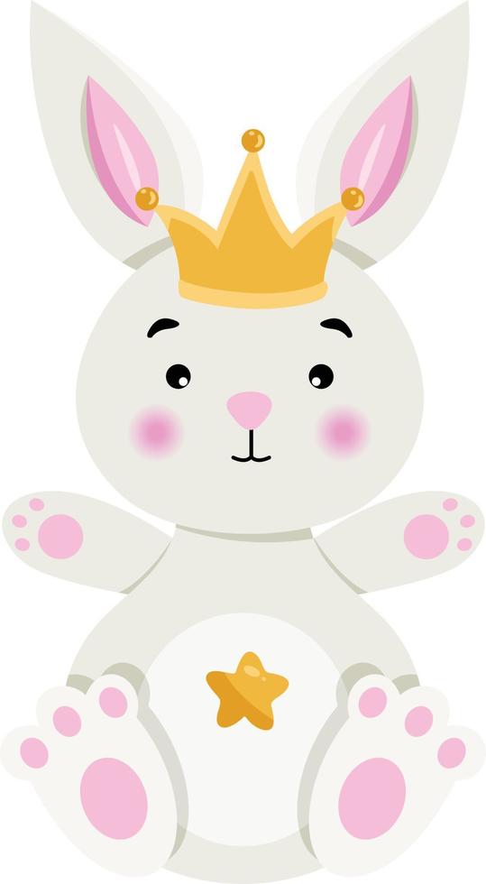 Adorable bunny sitting with crown on head vector