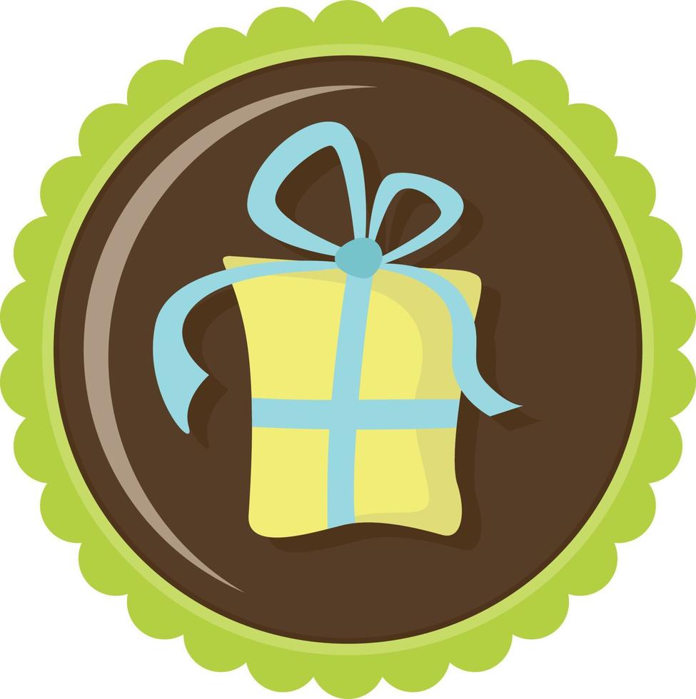 Gift box round label sticker vector