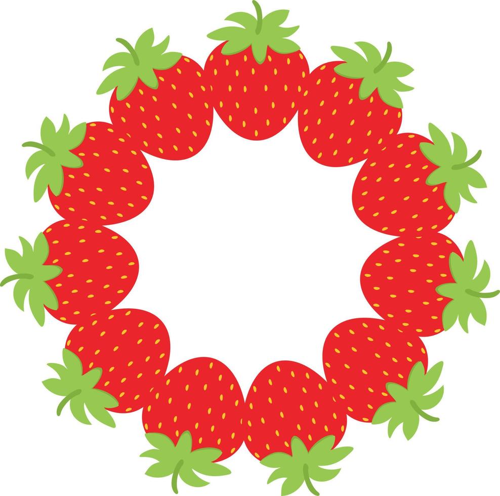 Fresh strawberry circle blank fram vector