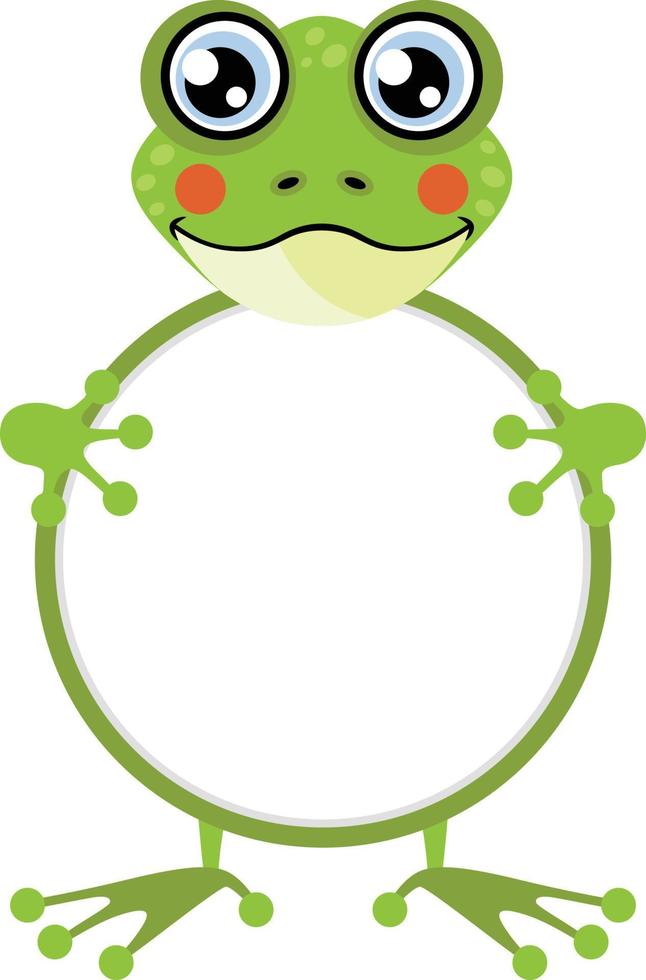 Cute frog with circle blank sign vector